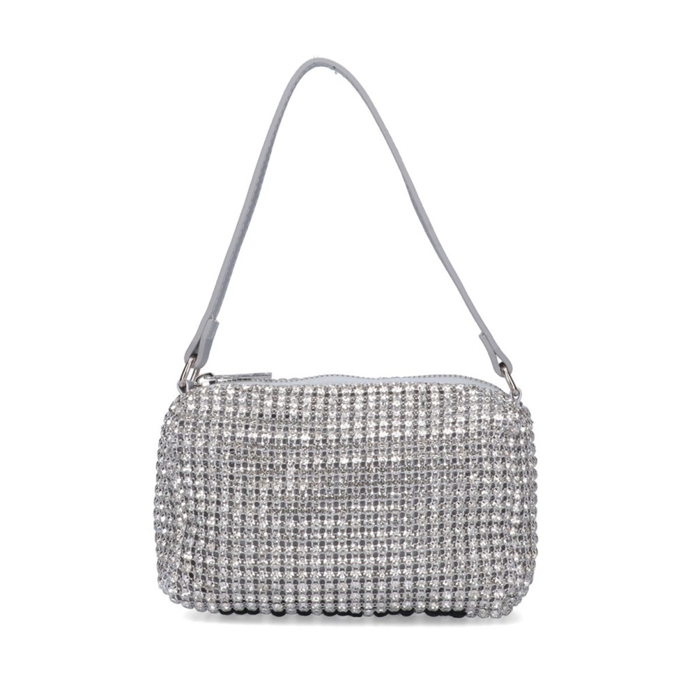 Sugar brand rhinestone bag in silver. Similar to Alexander Wang Heiress Pouch.
